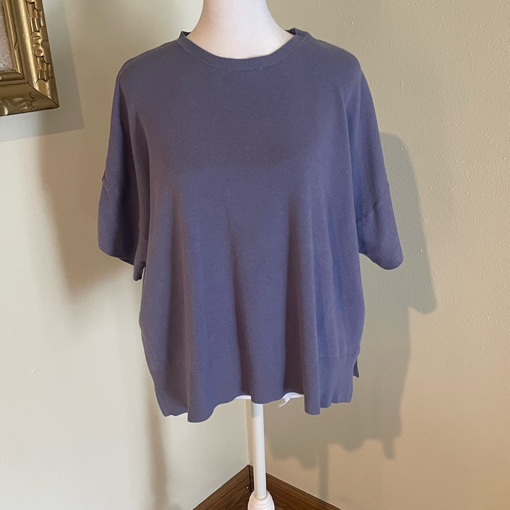 Lavender Sweater Short Sleeve Blouse